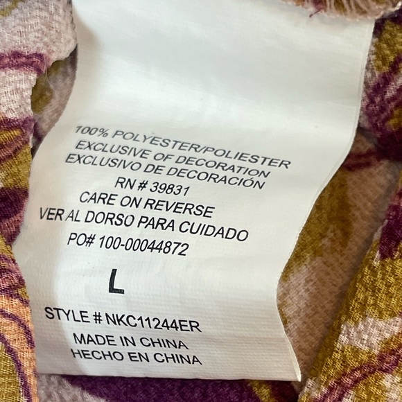 REWIND Floral Leaf Pink Mauve Tank Top Blouse Woman’s L V Neck Business Casual - Picture 7 of 12